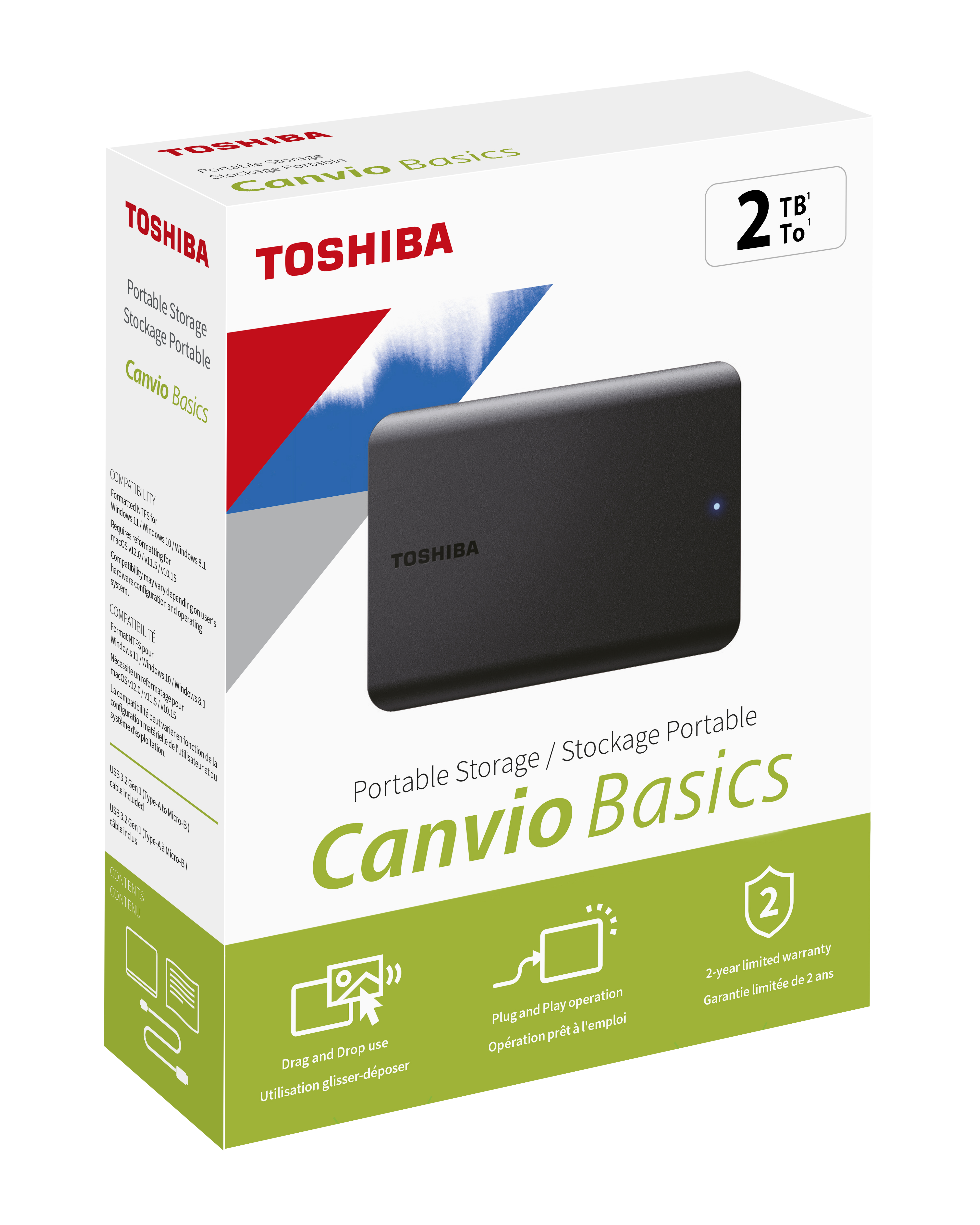 2TB CANVIO BASICS 2.5" USB3.2 G1 TOSHIBA HDTB520EK3AA