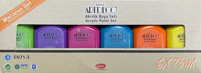 ARTDECO AKRİLİK BOYA 6x75 ML SET MAKARON RENKLER LV-Y-070I-AS7- 