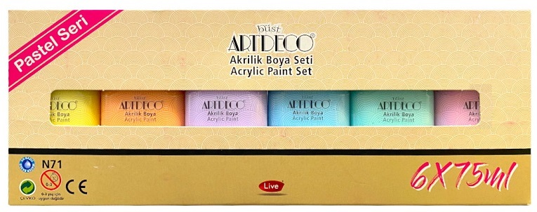 ARTDECO AKRİLİK BOYA 6x75 ML SET PASTEL RENKLER 070I-AS2- 