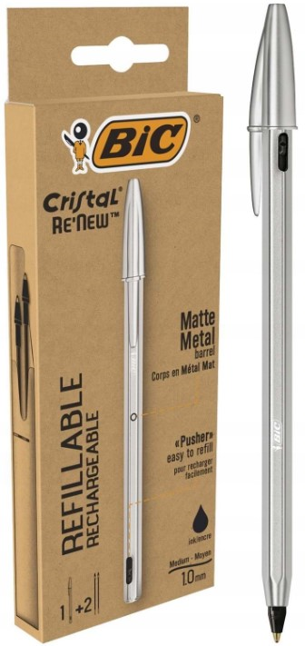 BIC CRISTAL RENEW TÜKENMEZ KALEM METAL GÖVDELİ 2 YEDEKLİ 998485- 