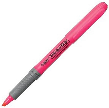 BIC FOSFORLU KALEM BRITE LINER GRIP 12 Lİ PEMBE 811934- 