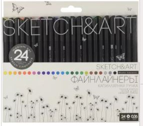 BRUNO VISCONTI SKETCH & ART SİYAH SERİ 0.36 İNCE UÇ 24 RENK 36-0019- 