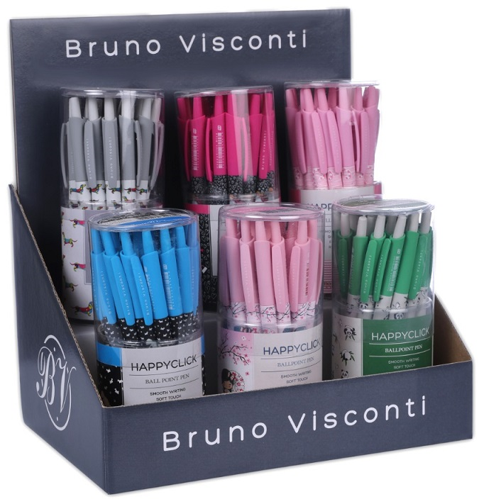 BRUNO VISCONTI TÜKENMEZ KALEM HAPPY CLICK 0.5 MAVİ 6 DESEN 144 LÜ 20-0241-6/1- 