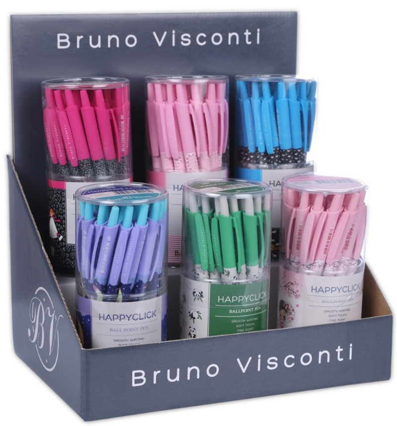 BRUNO VISCONTI TÜKENMEZ KALEM HAPPY CLICK 0.5 MAVİ 6 DESEN 144 LÜ 20-0241-6/2- 