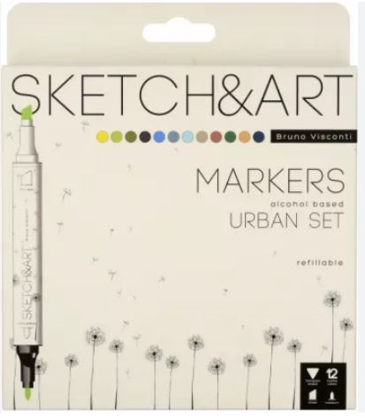 BRUNO VISCONTI TWIN MARKER SKETCH & ART 12 RENK MİMARİ 22-0076/07- 