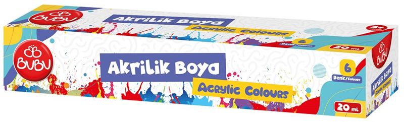 BU-BU AKRİLİK BOYA 6 RENK BİRLEŞİK POT 20ML. BUBU-AKR001- 