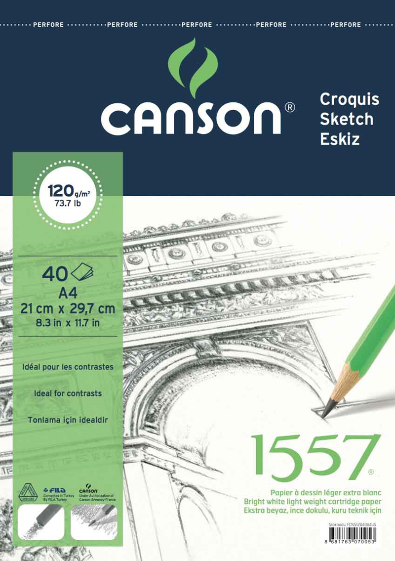 CANSON ÇİZİM BLOK 1557 120g A4 40YP 120A440US- 