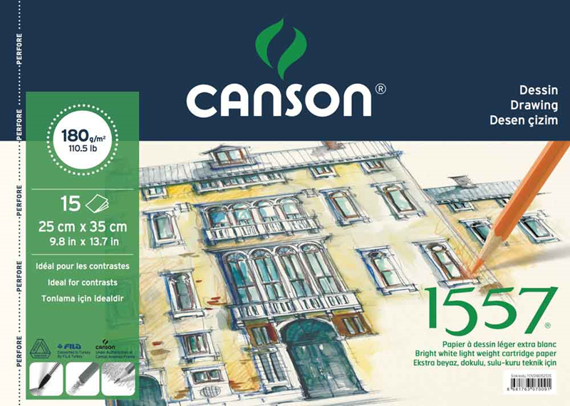 CANSON ÇİZİM BLOK 1557 180g 25x35 15YP 180152535- 