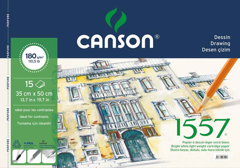 CANSON ÇİZİM BLOK 1557 180g 35x50 15YP 180153550- 