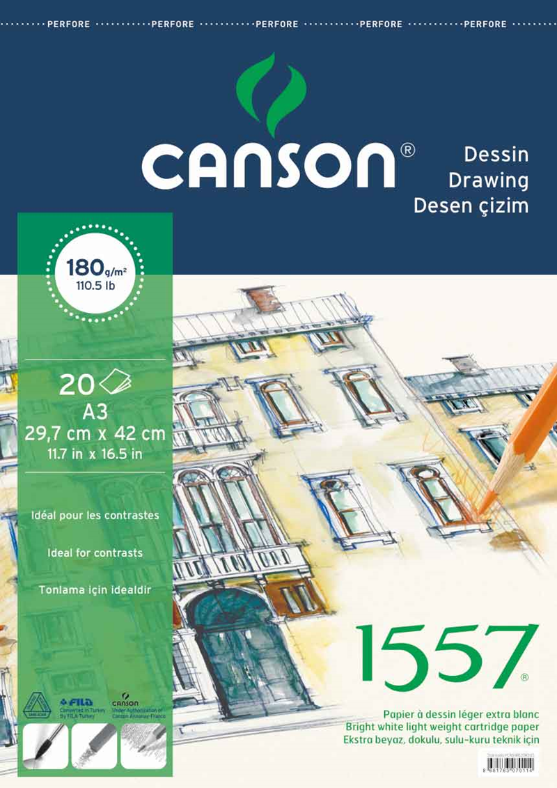 CANSON ÇİZİM BLOK 1557 180g A3 20YP 180A320US- 