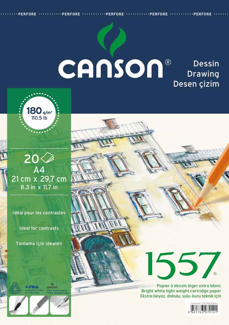 CANSON ÇİZİM BLOK 1557 180g A4 20YP 180A420US- 