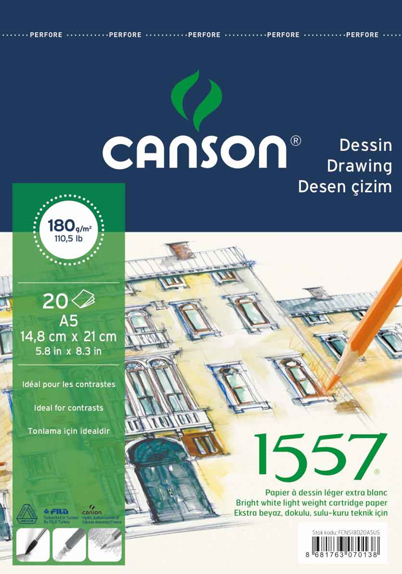 CANSON ÇİZİM BLOK 1557 180g A5 20YP 180A520US- 