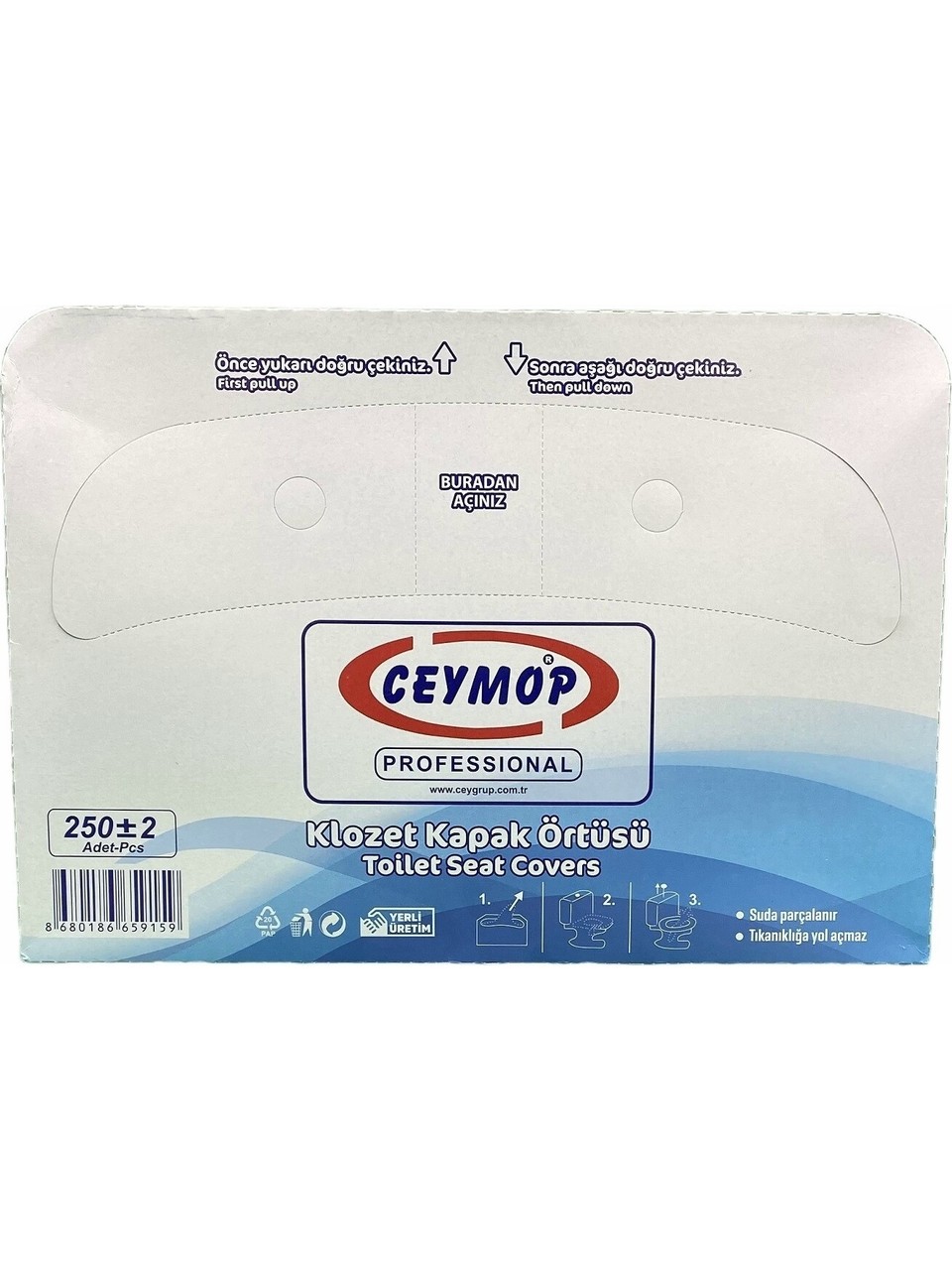 Ceymop Klozet Kapak Örtüsü (250 li) (Paket) (Cyp-1618) (1 Paket)