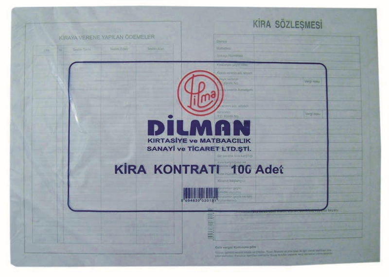 DİLMAN KİRA KONTRATI 100 LÜ 3018 - 