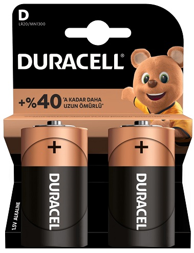 DURACELL PİL 2 Lİ D BÜYÜK BOY LR-20- 