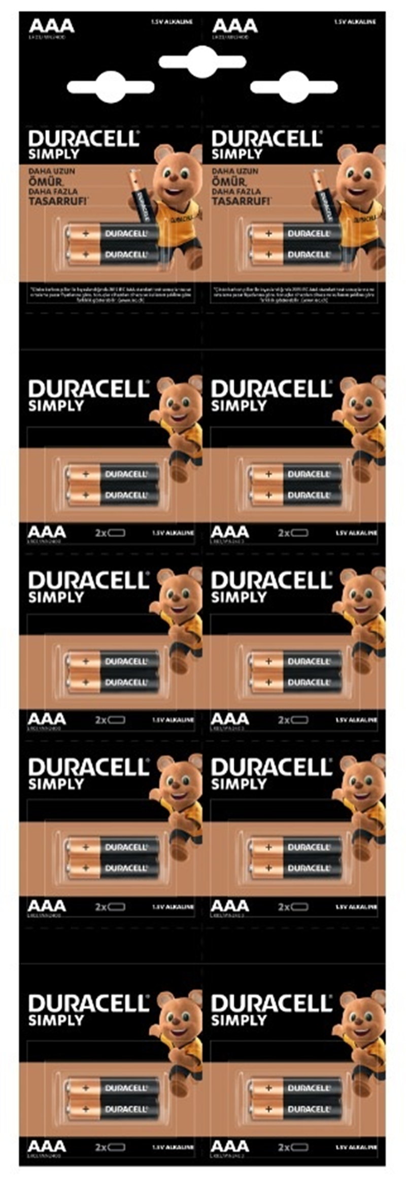 DURACELL PİL 20 Lİ AAA KALEM KARTELA (2x10)- 