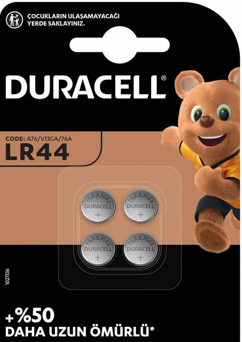 DURACELL PİL DÜĞME 1,5V 4 LÜ LR44- 