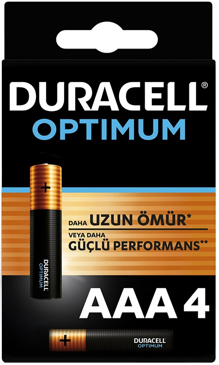 DURACELL PİL OPTIMUM 4 LÜ AAA İNCE KALEM- 