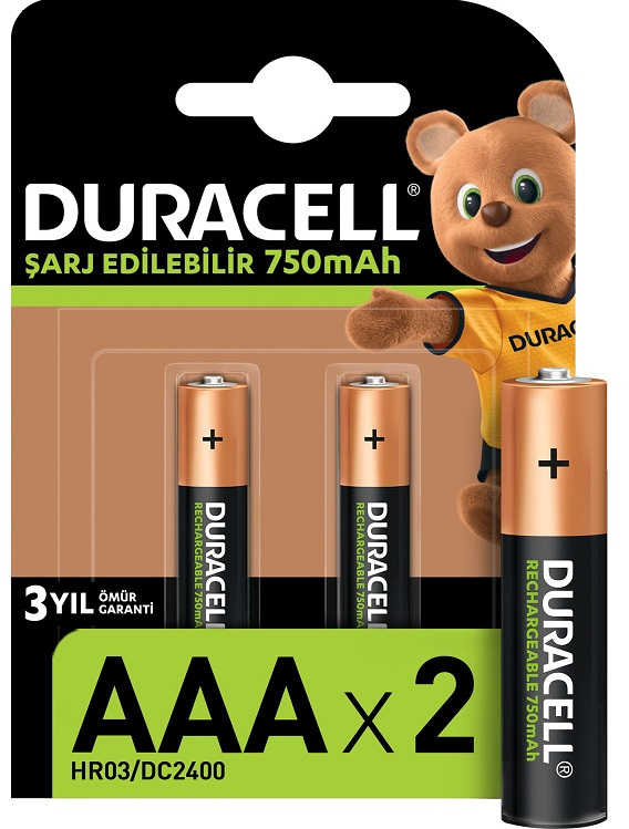 DURACELL PİL ŞARJLI 2 Lİ AAA İNCE KALEM 750MAH - 