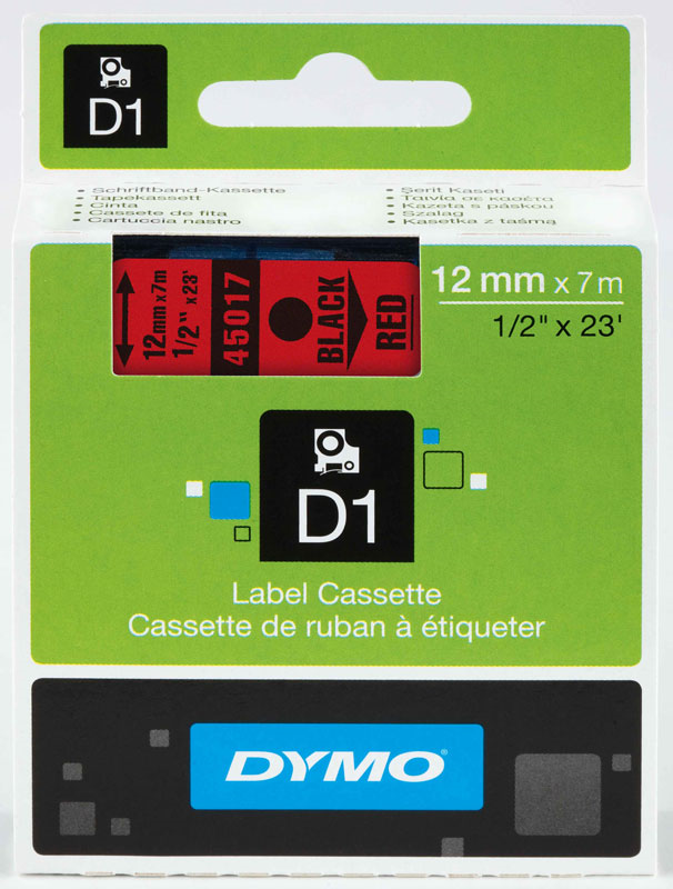 DYMO ŞERİT D1 12MM x 7MT KIRMIZI/SİYAH 720570 45017- 