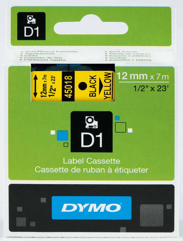 DYMO ŞERİT D1 12MM x 7MT SARI/SİYAH 720580 45018- 