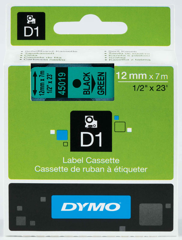 DYMO ŞERİT D1 12MMx7MT YEŞİL/SİYAH 720590 45019- 