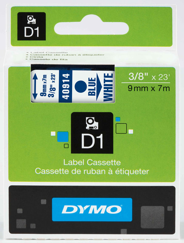 DYMO ŞERİT D1 9MMx7MT BEYAZ/MAVİ 720690 40914- 