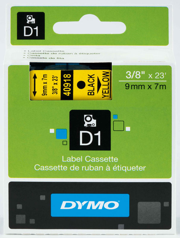 DYMO ŞERİT D1 9MMx7MT SARI/SİYAH 720730 40918- 