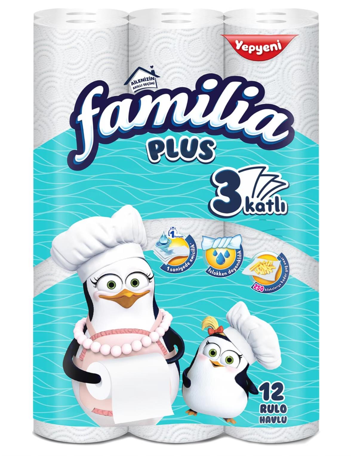 Familia Plus Kağıt Havlu (3 Katlı) (12 li) (1 Koli/Paket)