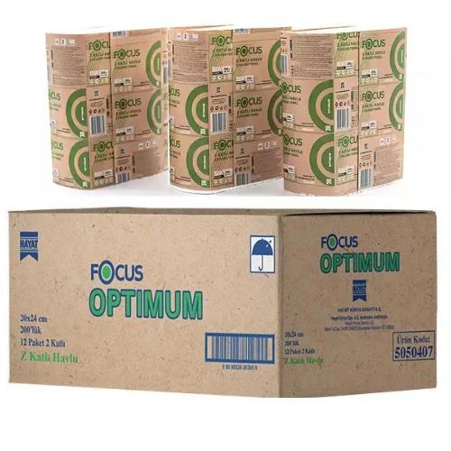 Focus Optimum Kağıt Havlu (Z Katlı) (20x24 cm) (200 lü) (12 Paket/Koli) (1 Koli)