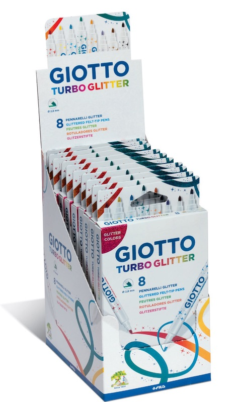 GIOTTO KEÇELİ KALEM TURBO GLITTER 8 Lİ ASKILI PAKET 425800- 