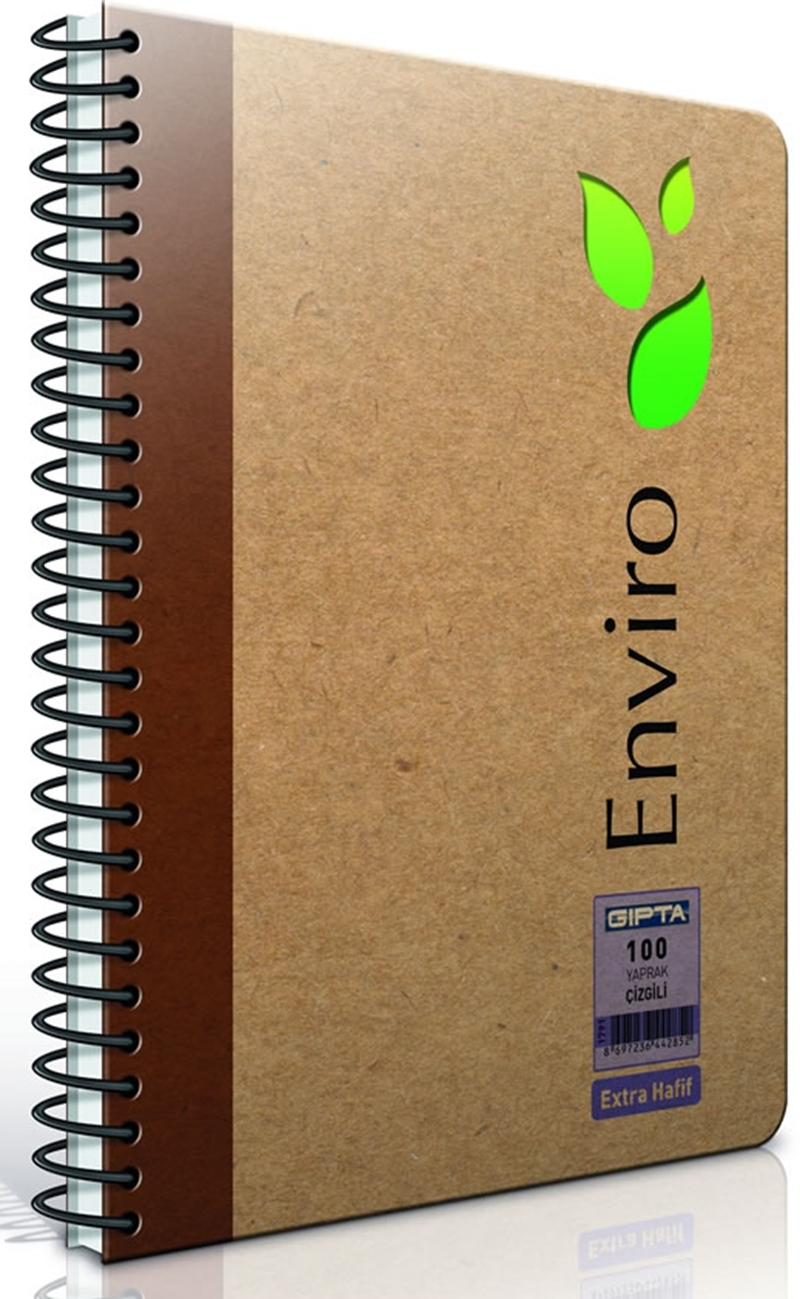 GIPTA DEFTER ENVIRO A4 SPİRALLİ KRAFT SERT KAPAK 100 YP. KARELİ 1792- 