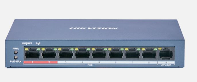 HIKVISION DS-3E0109P-E/M(B) 8xFE+1xFE UPLİNK YÖNETİLEMEZ 60W POE SWITCH