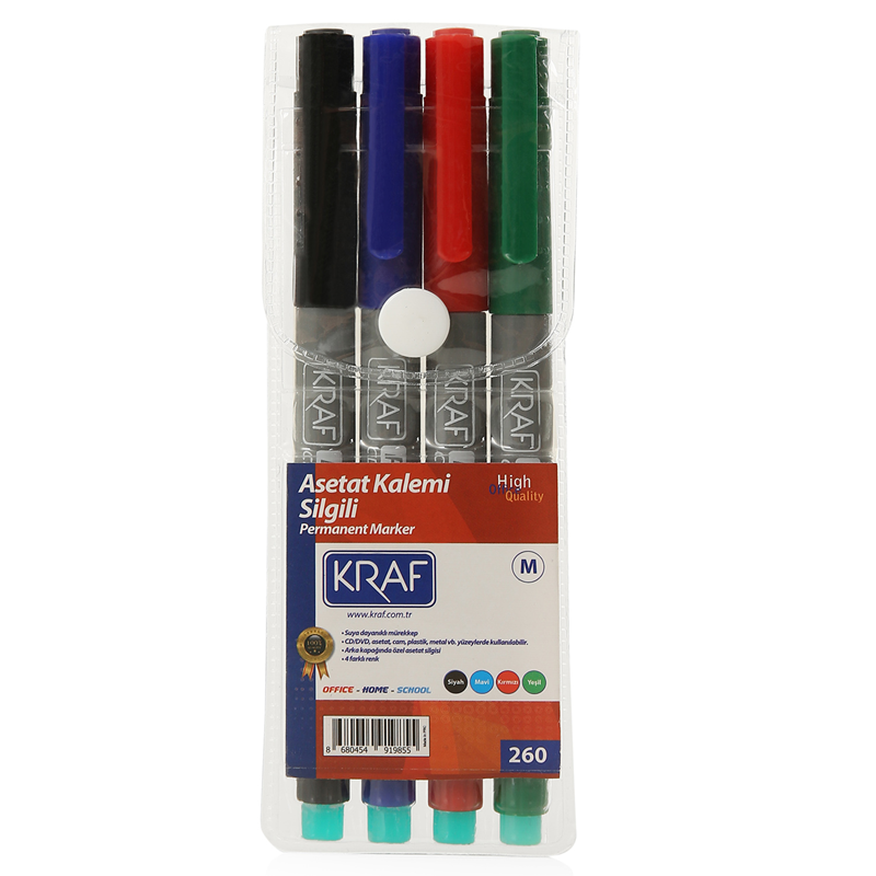 KRAF ASETAT KALEMİ SİLGİLİ (M) 260 4 LÜ SET- 