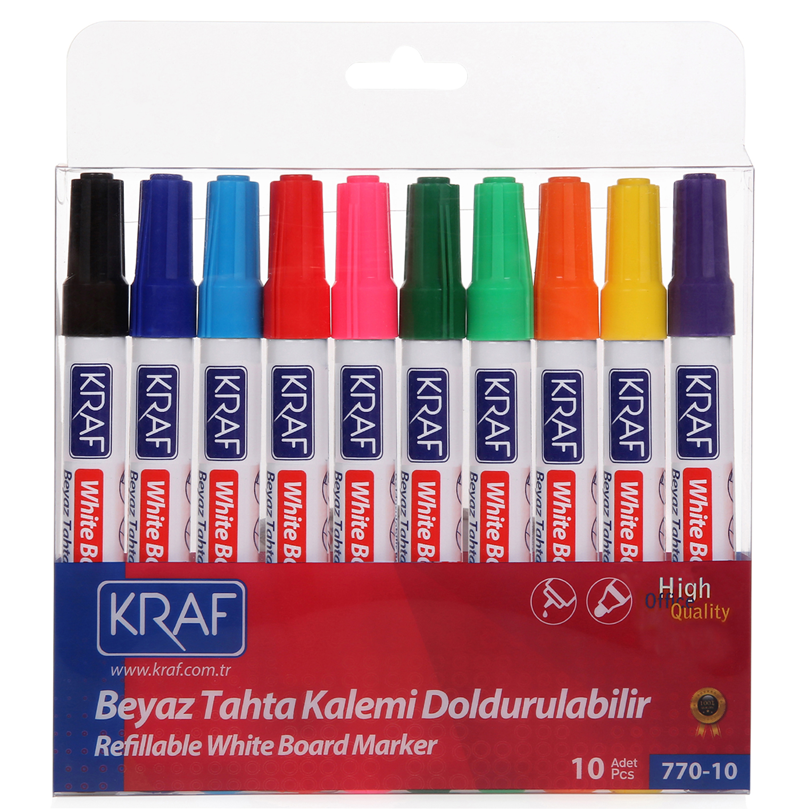 KRAF BEYAZ TAHTA KALEMİ DOLDURULABİLİR 770-10 10 LU SET- 