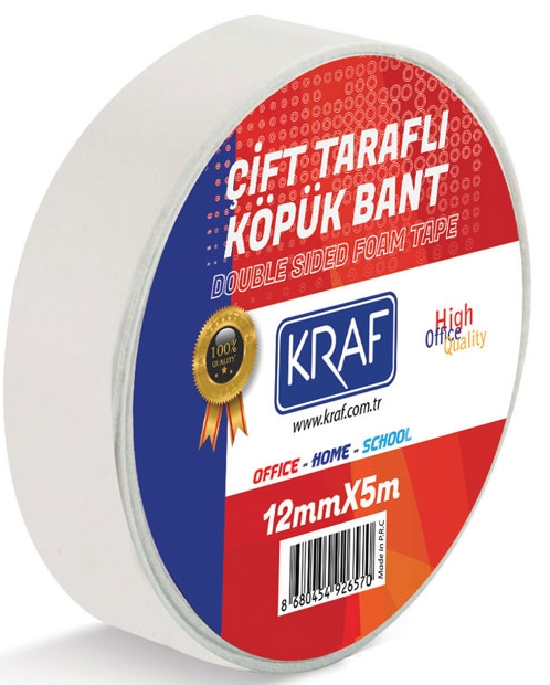 KRAF ÇİFT TARAFLI KÖPÜK BANT 12MMX5M 5012G- 