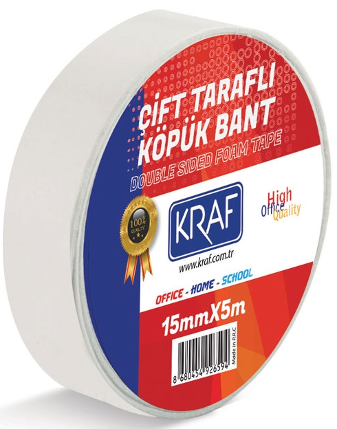 KRAF ÇİFT TARAFLI KÖPÜK BANT 15MMX5M 5015G- 