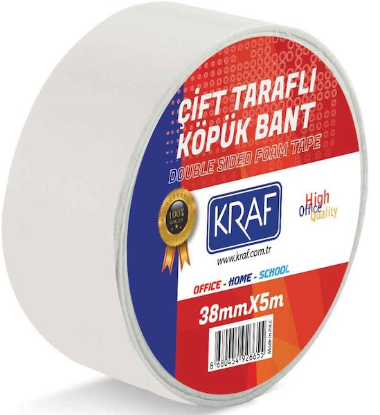 KRAF ÇİFT TARAFLI KÖPÜK BANT 38MMX5M 5038G- 