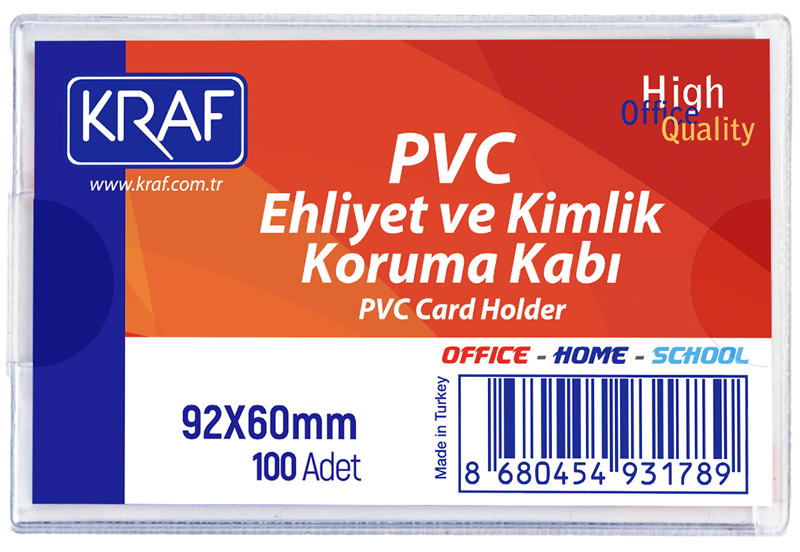 KRAF EHLİYET & KİMLİK KORUMA KABI PVC 92x60 MM 100 LÜ- 