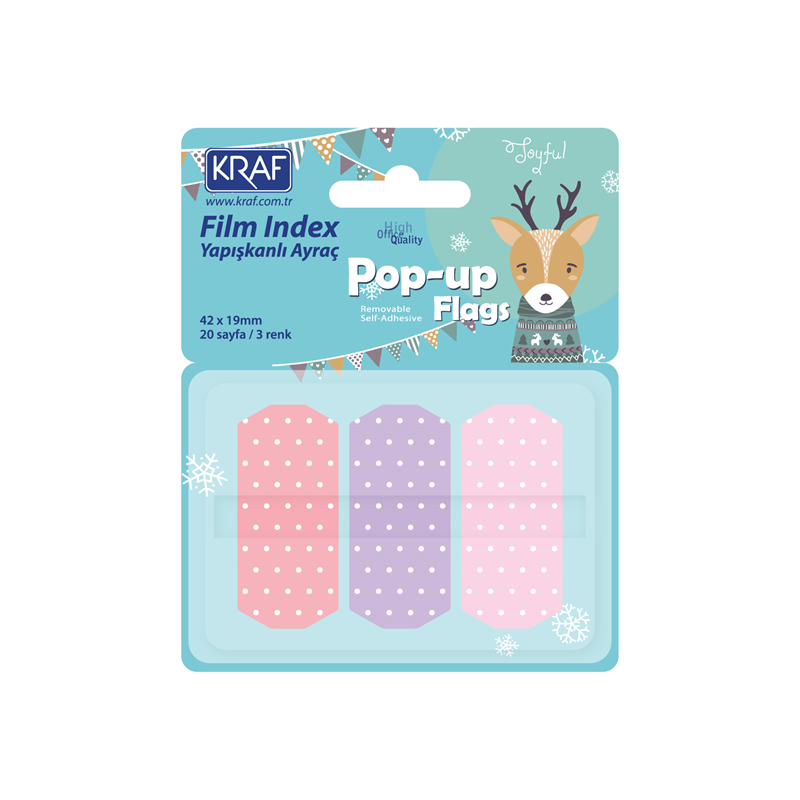 KRAF INDEX FILM (PP) 42x19MM POP-UP 3 RENK 20YP PASTEL PUANTİYELİ 4219-1- 