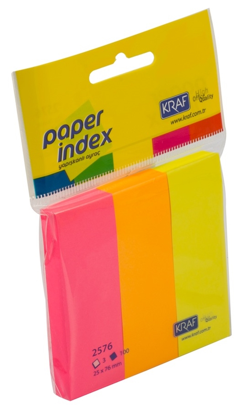 KRAF INDEX KAĞIT 25x76MM 3 RENK X 100YP 2576- 