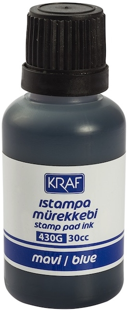 KRAF ISTAMPA MÜREKKEBİ 30CC MAVİ 430G- 