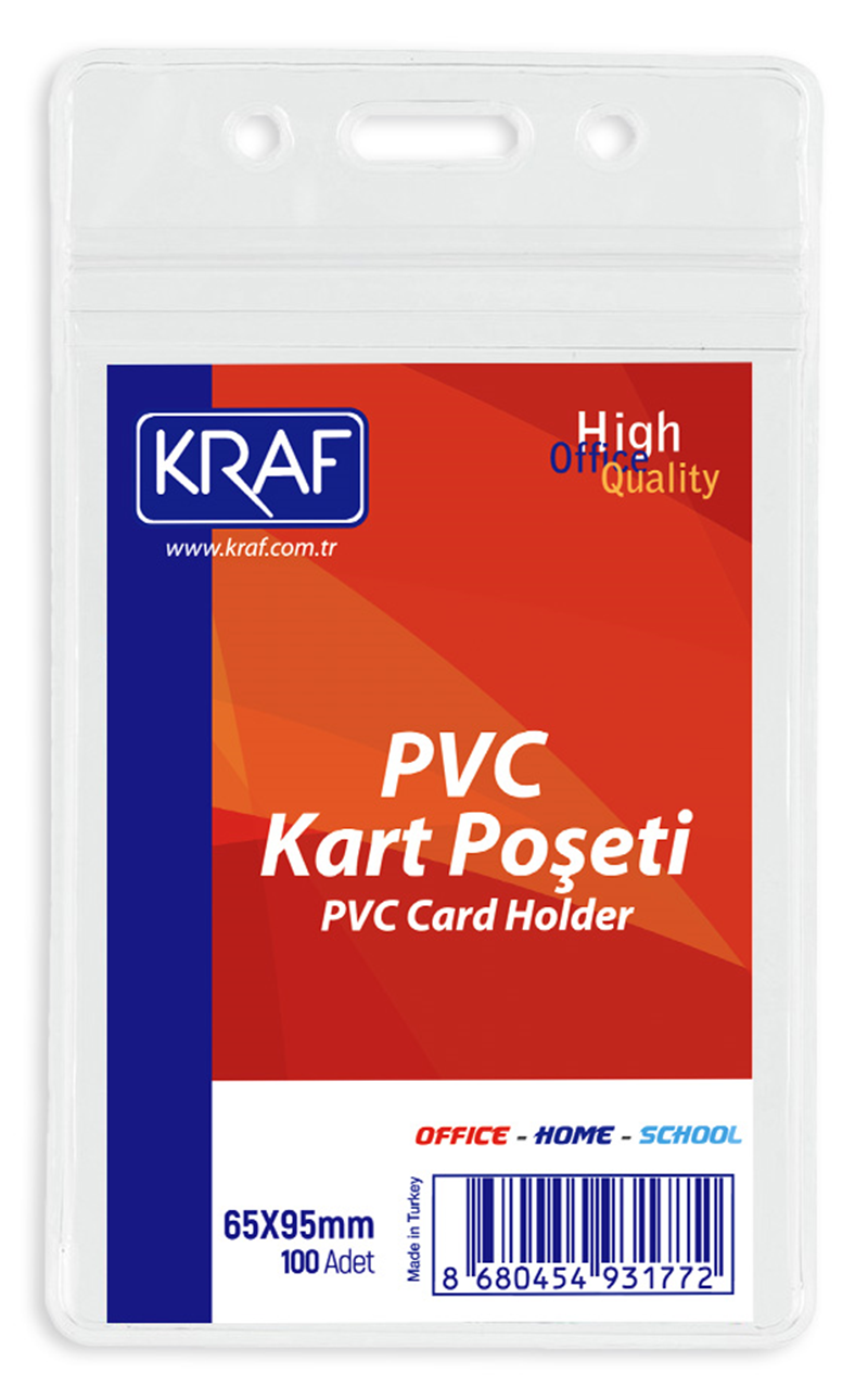 KRAF KART POŞETİ PVC DİKEY 65x95 MM 100 LÜ- 