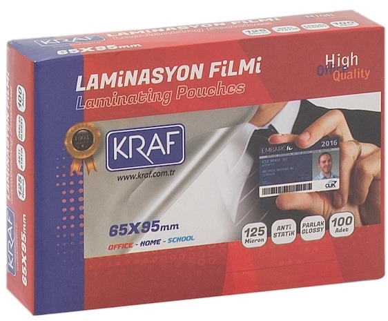 KRAF LAMİNASYON FİLMİ 65x95 MM 125 Mic. 100 LÜ 2126 - 