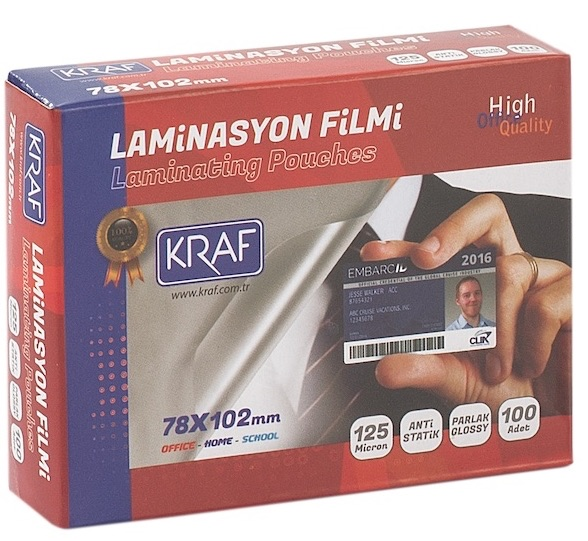 KRAF LAMİNASYON FİLMİ 78x102MM 125 Mic. 100 LÜ 2127 - 