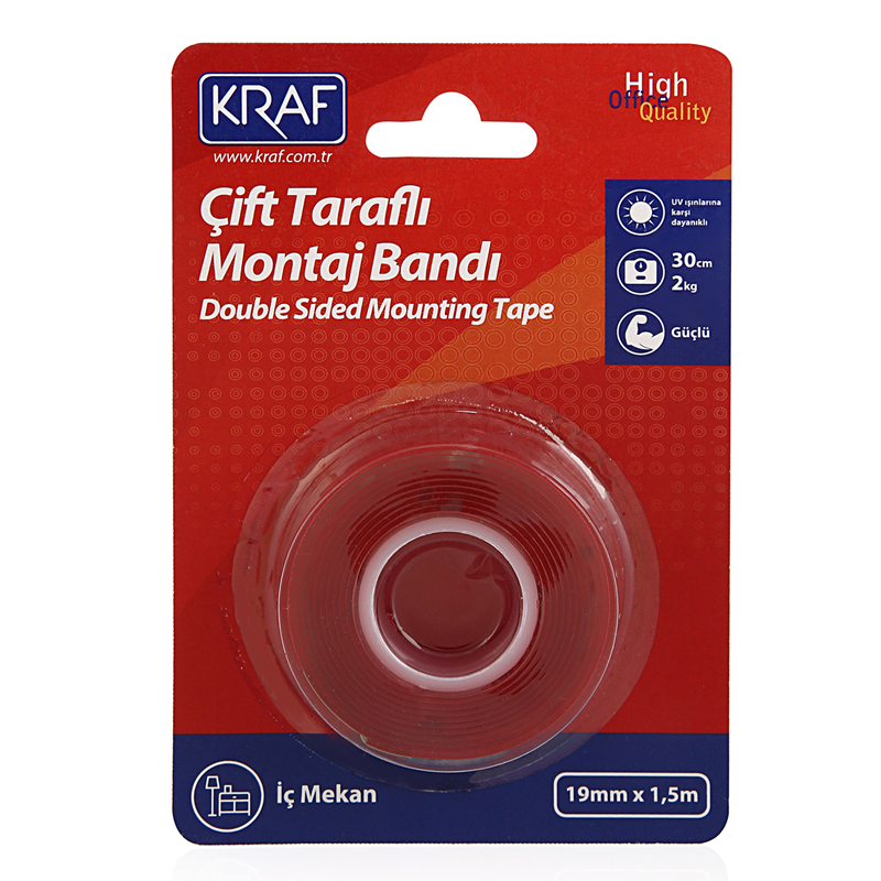 KRAF MONTAJ BANDI ÇİFT TARAFLI İÇ MEKAN 19mm x 1,5m 2530G- 