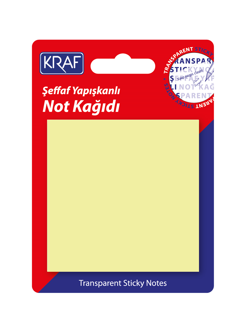 KRAF YAPIŞKANLI NOT KAĞIDI 76x76 50 YP ŞEFFAF SARI 7676TR- 