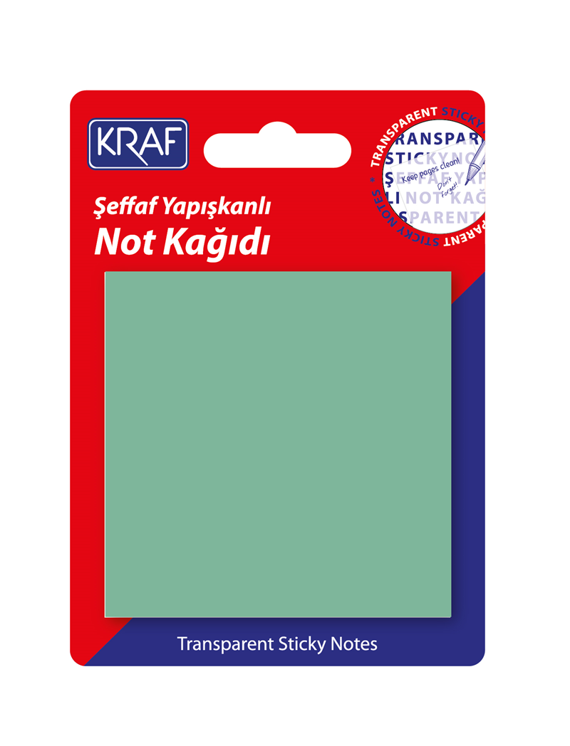 KRAF YAPIŞKANLI NOT KAĞIDI 76x76 50 YP ŞEFFAF YEŞİL 7676TR- 