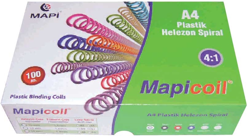 MAPİ SPİRAL PLASTİK HELEZON 4:1 12MM ŞEFFAF 100 ADET 48 LOP 2351204- 