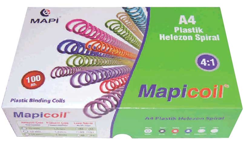 MAPİ SPİRAL PLASTİK HELEZON 4:1 18MM ŞEFFAF 100 ADET 48 LOP 2351804- 